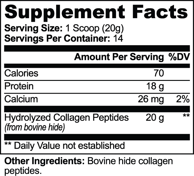 Grass-Fed Hydrolyzed Collagen Peptides Supports healthy bones and joints* Improved skin elasticity* Strengthens connective tissue in the body*