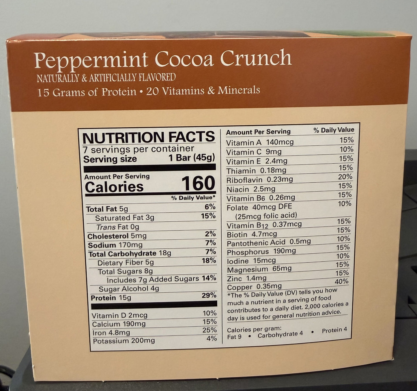 Peppermint Cocoa Protein Bar – Chocolate Mint, 15g Protein